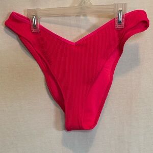AA-481 Aerie NWOT Cheeky Pink Ribbed Lined Summer Swim‎ Bikini Bottoms Size L